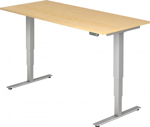 Schreibtisch XDSM19, 180 cm, elektrisch höhenverstellbar, T Fuß-Gestell silber