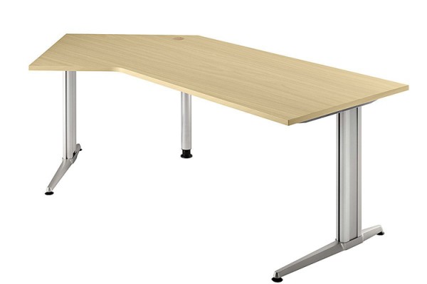 135° Winkel-Schreibtisch 210 cm, Designer-Tischfuß in Aluminium