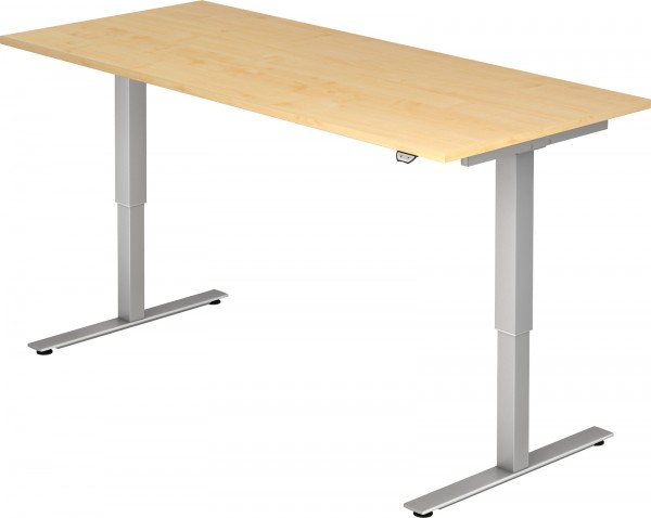 Schreibtisch XMST19, 180 cm, elektrisch höhenverstellbar, T Fuß-Gestell silber