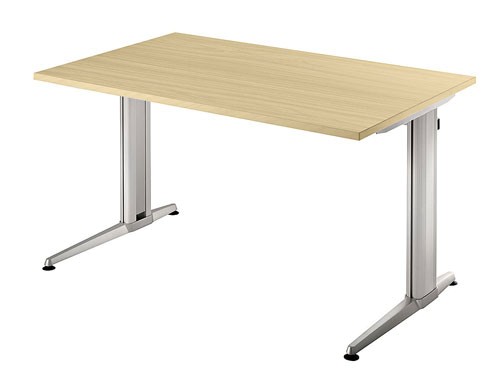 Schreibtisch gerade 120 cm, Designer-Tischfuß in Aluminium